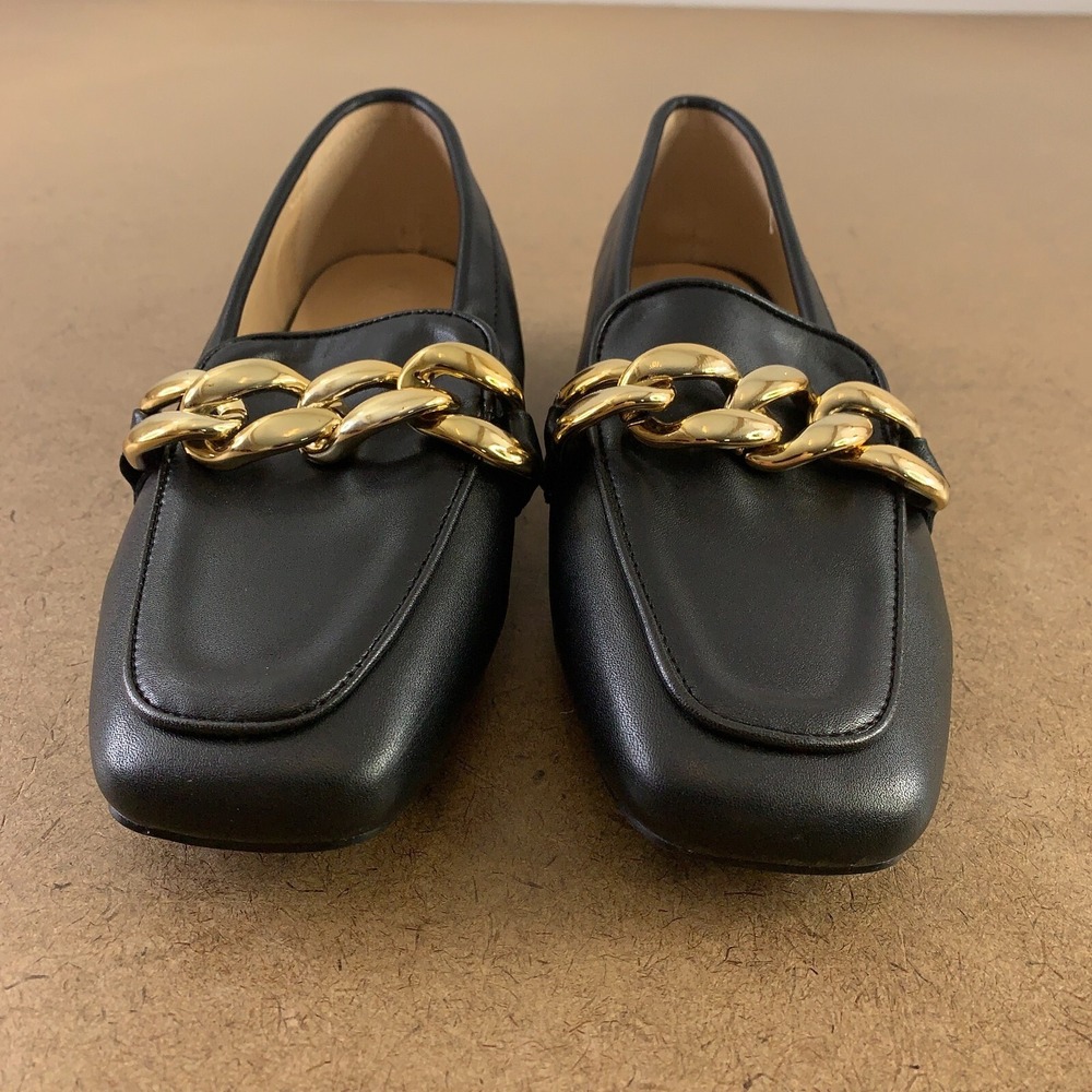 Z Code Z Women's Shoe Size 5 Black Gold Tone Chain Detail Layla Vegan Flats New
